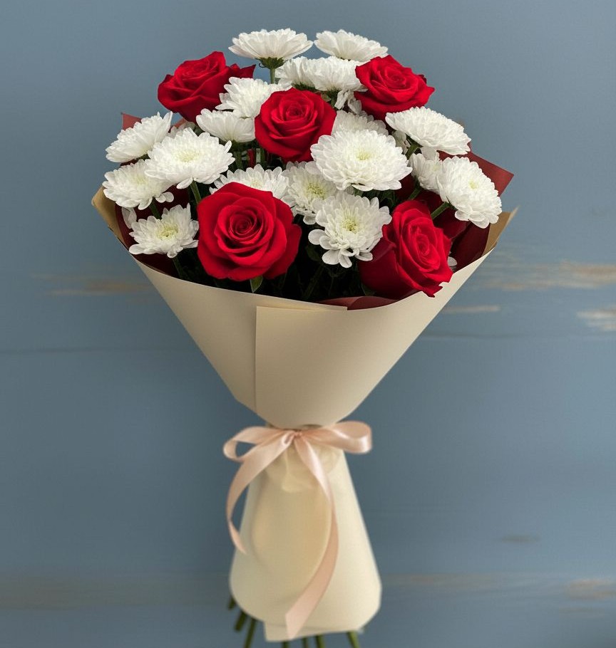 Букет цветов из: Розы и Хризантемы в Татарке