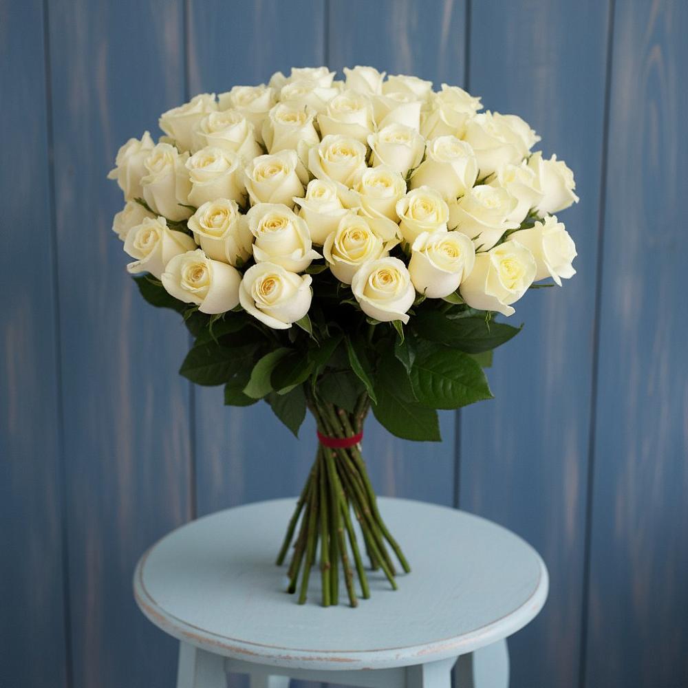 Букет 51 Белая роза Эдлесс Лав в Татарке