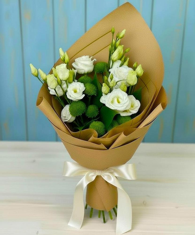 Букет цветов из: Хризантемы и Лизиантусы в Татарке