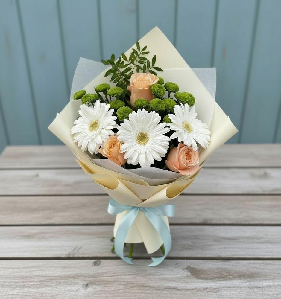 Букет цветов из: Герберы, Розы и Хризантемы в Татарке