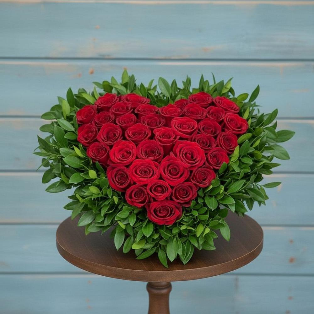 Цветочная композиция из Розы в виде сердца в Татарке