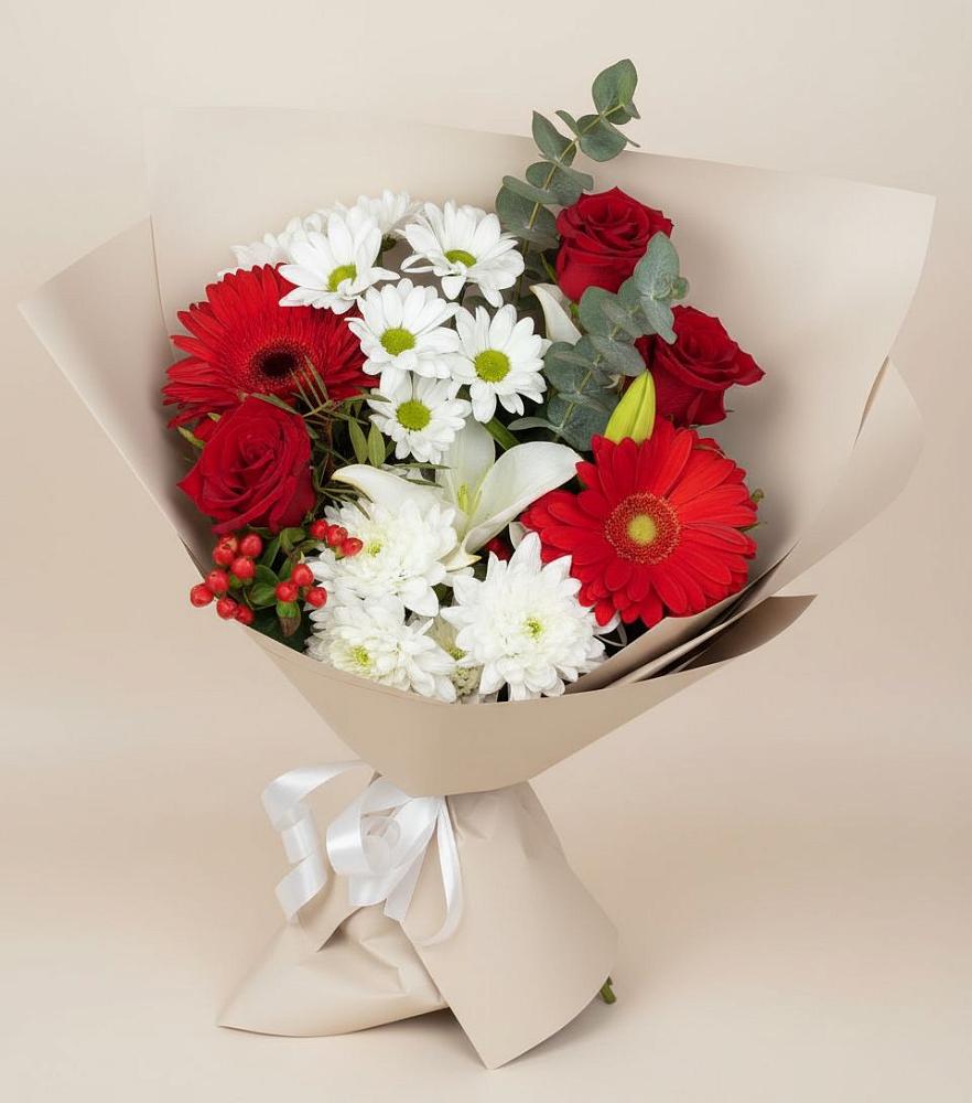 Букет цветов из: Розы, Хризантемы, Герберы и Лилии в Татарке