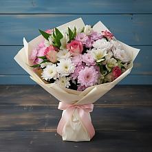 Букет цветов из:  Хризантемы, Альстромерии и Розы в Татарке