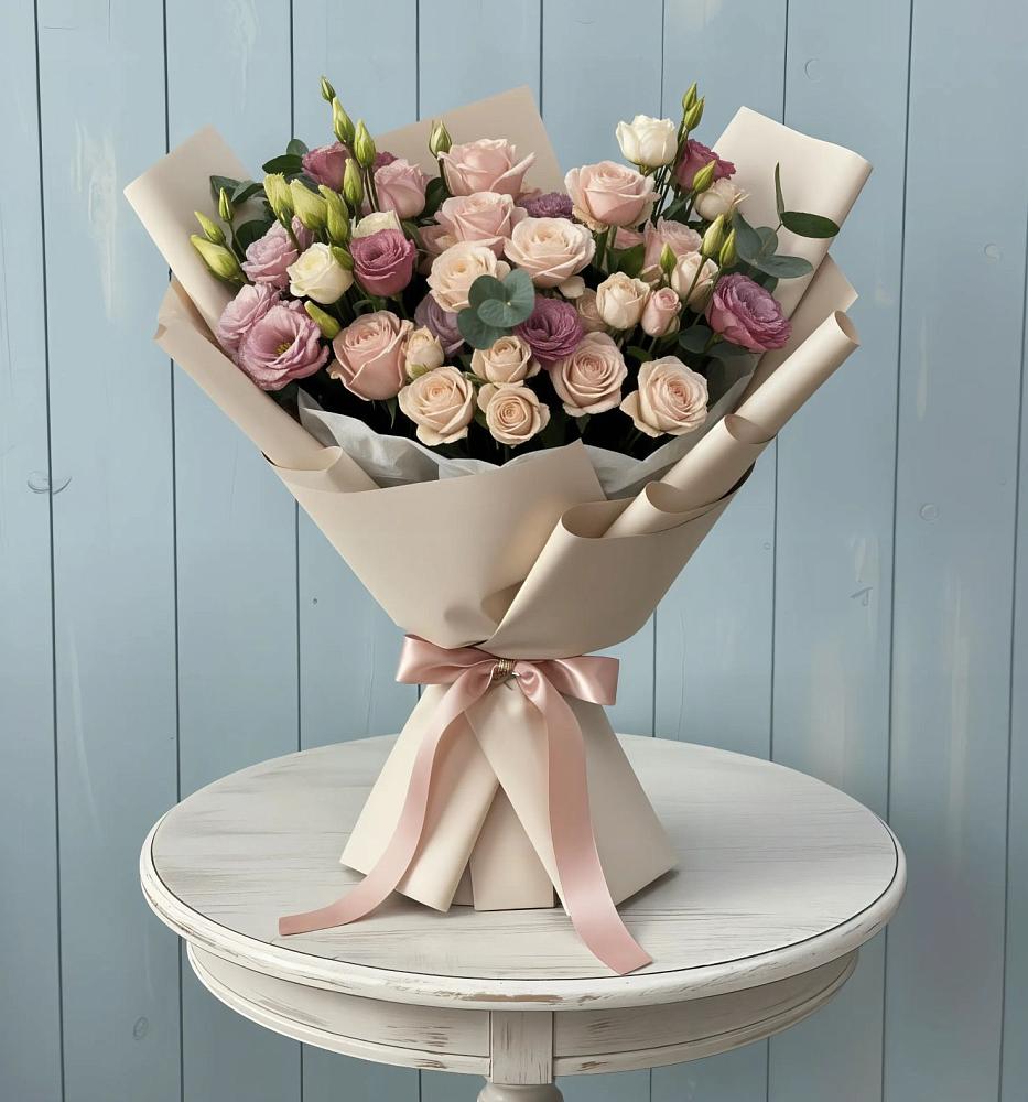 Букет цветов из: Розы и Лизиантусы в Татарке