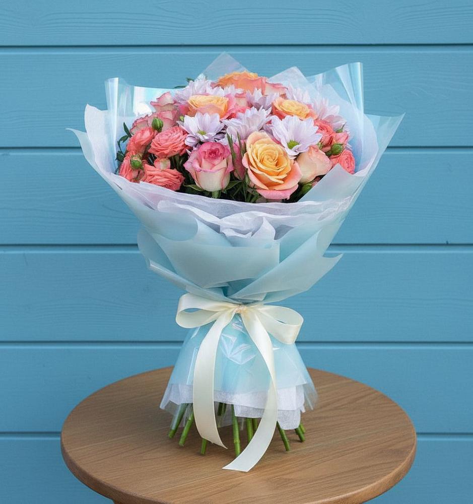 Букет цветов из: Хризантемы и Розы в Татарке