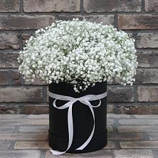 Цветочная композиция из Гипсофила в шляпной коробке в Татарке