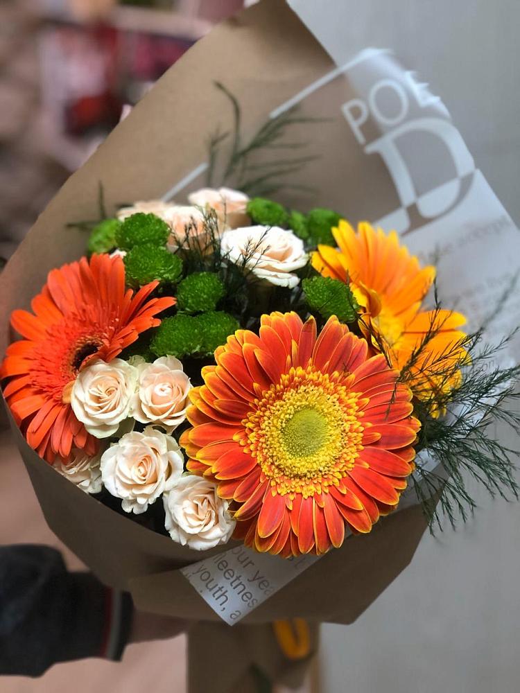 Букет цветов из: Герберы, Хризантемы и Розы в Татарке
