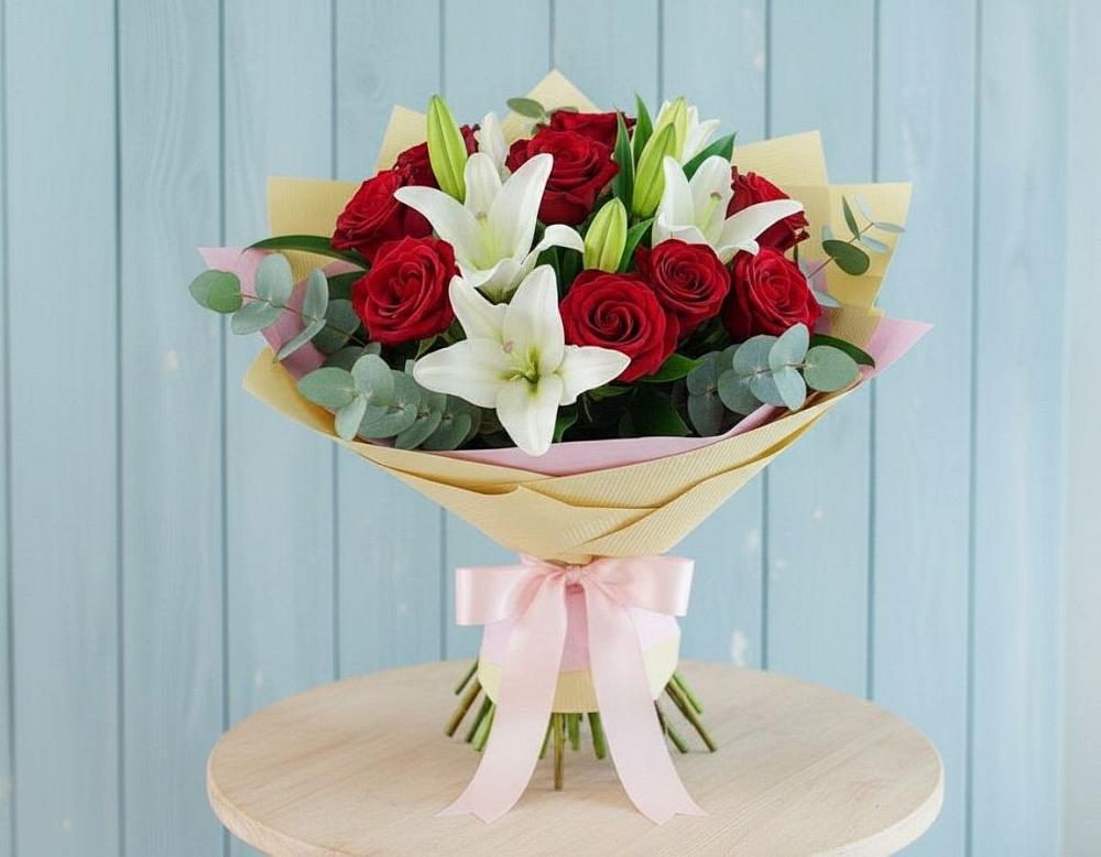 Букет цветов из: Лилии и Розы в Татарке